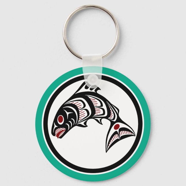 Chaveiro Native American Red Black Graphic Vector Salmon (Frente)