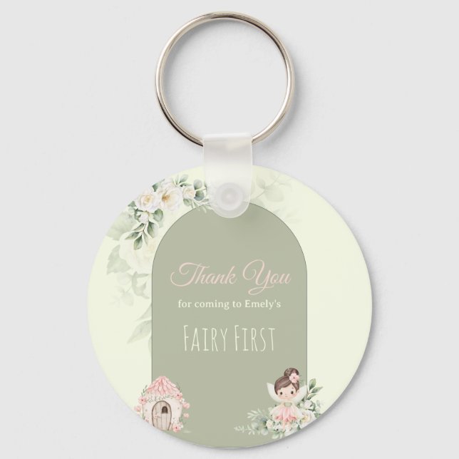 Chaveiro Nature Cute Flower Fairy 1st Birthday (Frente)