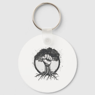 Chaveiro Nature Lover Ambiental Fist Tree Roots Eart