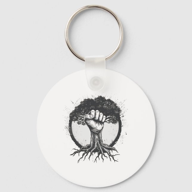 Chaveiro Nature Lover Ambiental Fist Tree Roots Eart (Frente)