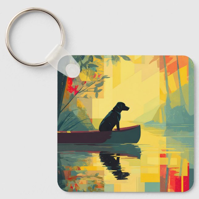 Chaveiro Nature Minimalista Canoa Labrador Preto (Frente)