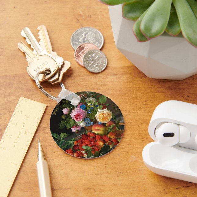 Chaveiro Natureza Morta Rosas e Morangos por Otto Ottesen (Mesa)