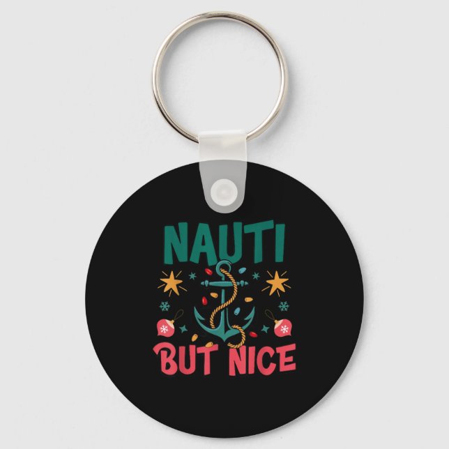 Chaveiro Naughty But Nice Funny Nautical Christmas Pun Joke (Frente)