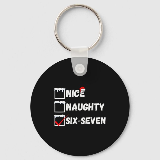 Chaveiro Naughty Nice 67 Christmas Checklist Fun Six Seven  (Frente)