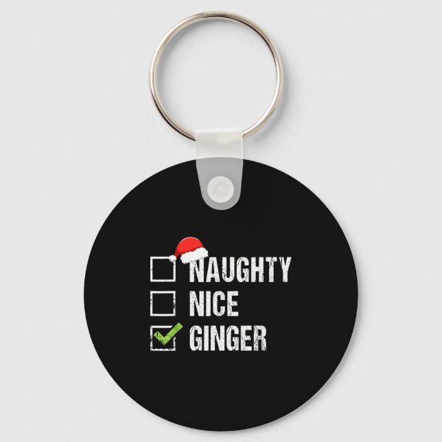 Chaveiro Naughty Nice Ginger Redhead Santa Hat Irish Christ (Frente)