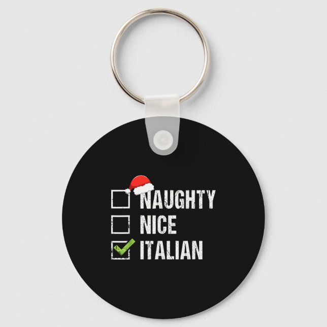 Chaveiro Naughty Nice Italian Shirt Italy Santa Hat Christm (Frente)