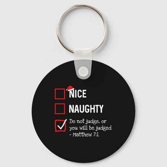 Chaveiro Naughty Nice List Engraçado Cristo religioso relig (Frente)