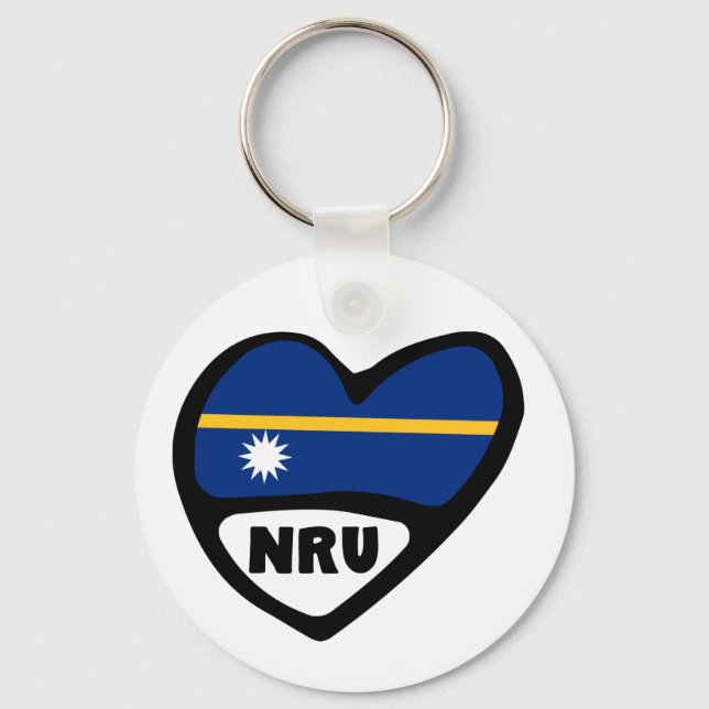 Chaveiro Nauru Country Code Flag Heart Keyring, NRU (Frente)