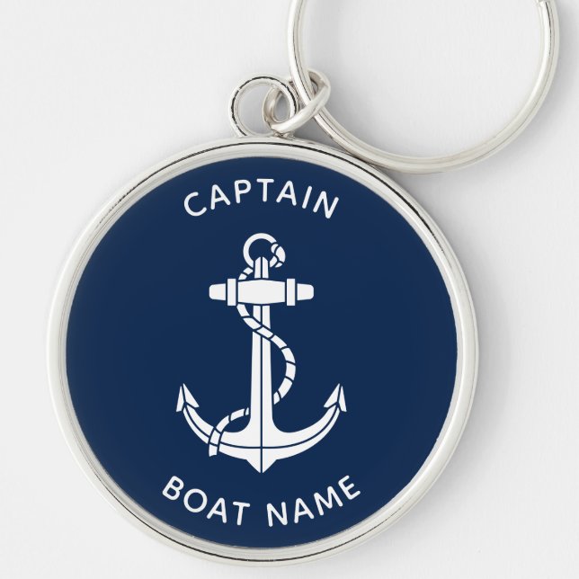 Chaveiro Nautical Boat Anchor and Name Captain Custom (Frente)