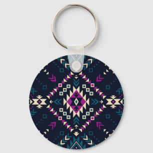 Chaveiro Navajo tribal escuro, geométrico de vintage.