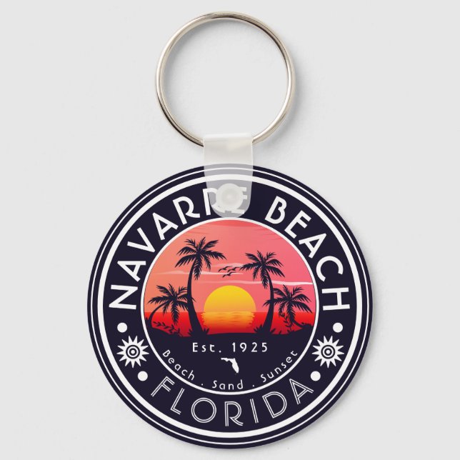 Chaveiro Navarre Beach Sunset Beach Palm Tree 80s (Frente)
