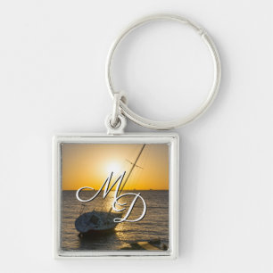 Chaveiro Navio de vela Sunset Navio no Golfo de Breeze Chav