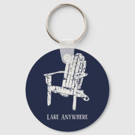 Chaveiro Navy Blue and White Adirondack Chair Personalized