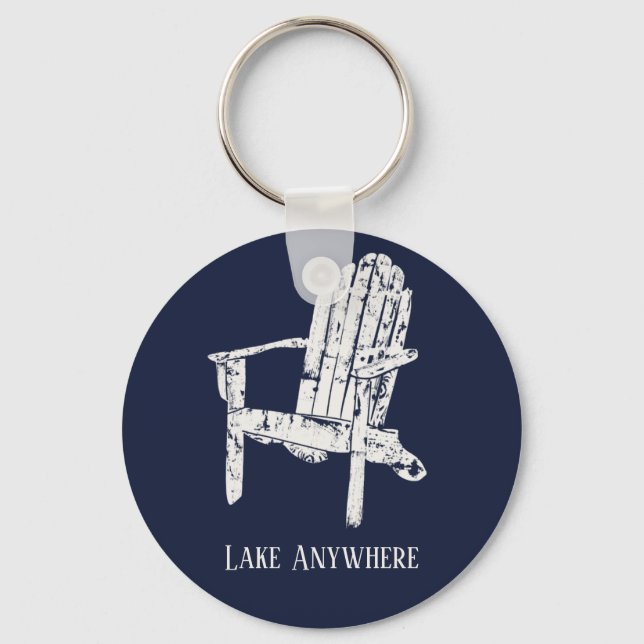 Chaveiro Navy Blue and White Adirondack Chair Personalized (Frente)