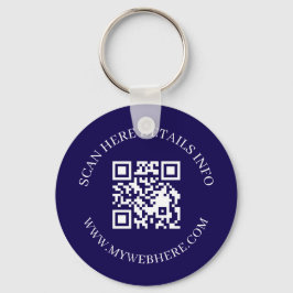 Chaveiro Navy Blue QR Code Text Corporate Swag Keychains