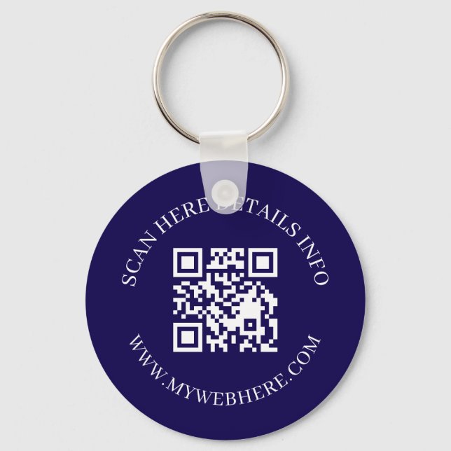 Chaveiro Navy Blue QR Code Text Corporate Swag Keychains (Frente)