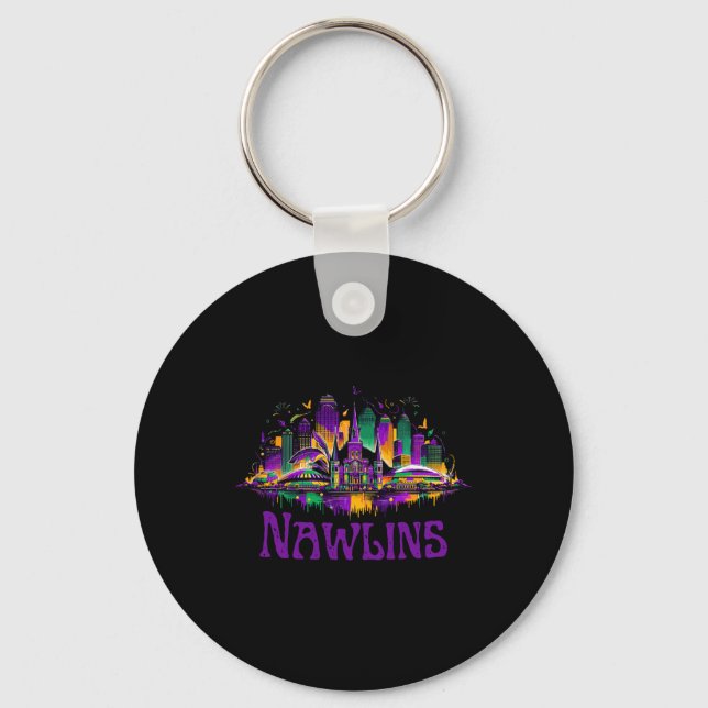 Chaveiro Nawlins New Orleans Cityscape Mardi-gras Souvenir  (Frente)