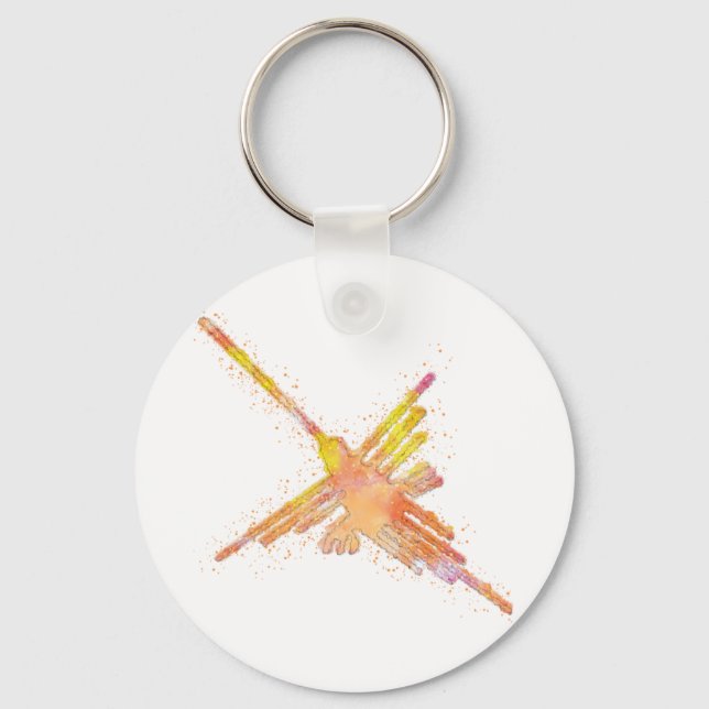 Chaveiro Nazca Lines Hummingbird Watercolor Impressão (Frente)