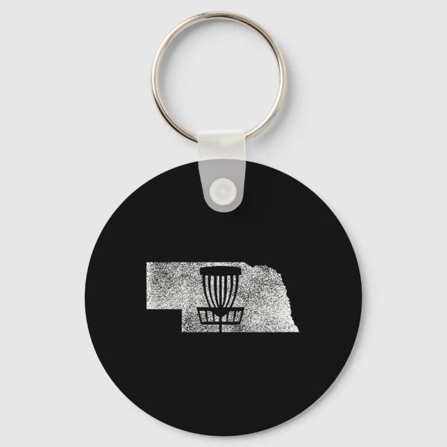 Chaveiro Nebraska Disc Golf Estado Com Cesto Gr Distressed (Frente)