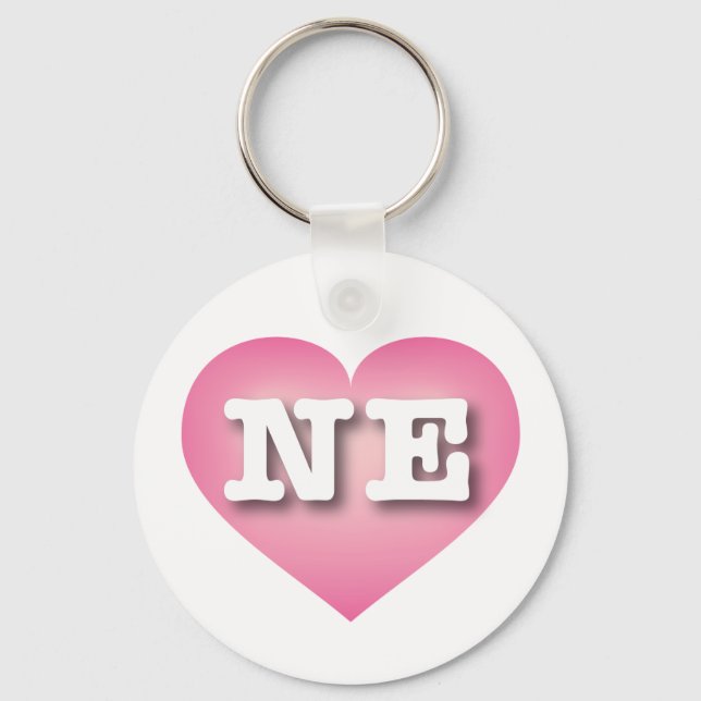 Chaveiro Nebraska Pink Fade Heart - Eu amo NE (Frente)