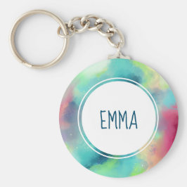 Chaveiro Nebulosa do Espaço Verde Moderno e Vermelho