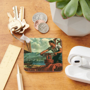 Chaveiro Negócio do vintage, navio de petroleiro do óleo