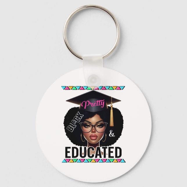 Chaveiro Negra Bonita Educada Poderosa Orgulho de Mulher Af (Frente)