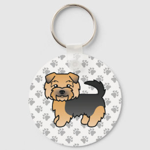 Chaveiro Negra E Tan Norfolk Terrier Cão E Patas De Cartoon