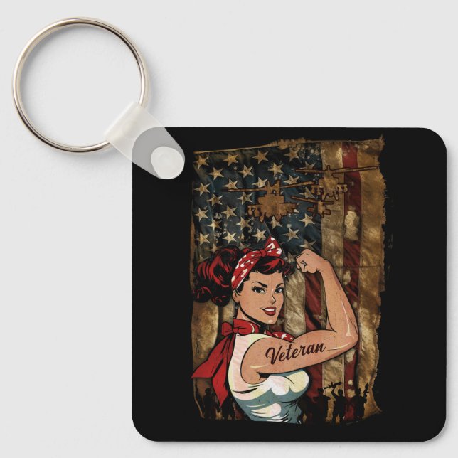 Chaveiro Negra Veteran Forte Mulher Americana Africana (Frente)