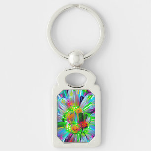 Chaveiro Neon Abstrato Daisies com cores vívidas
