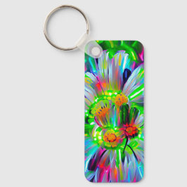 Chaveiro Neon Abstrato Daisies com cores vívidas