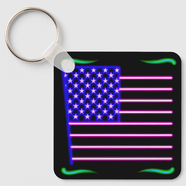 Chaveiro Neon American Flag (Frente)