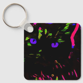Chaveiro Neon Black Cat com olhos brilhantes