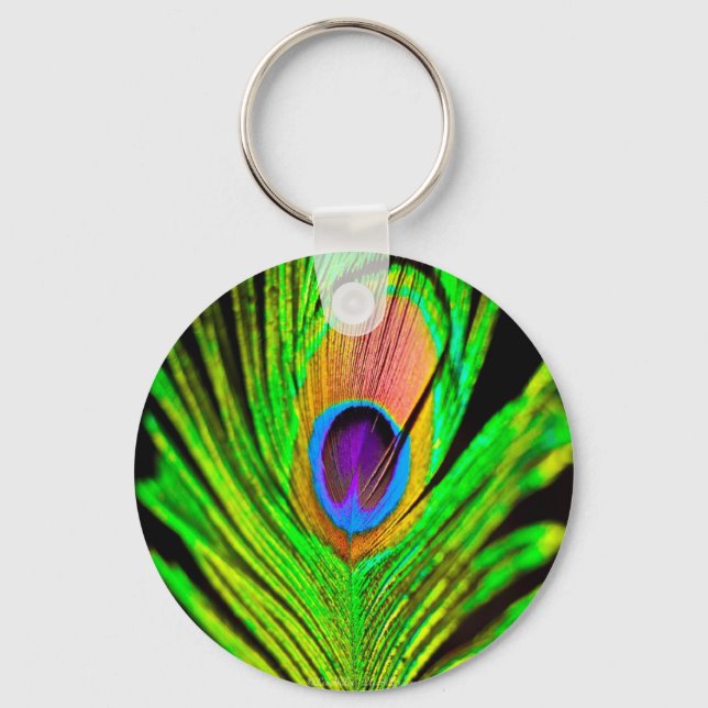 Chaveiro Neon Colors Peacock Feather (Frente)