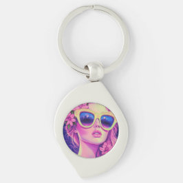 Chaveiro Neon Dream Girl com óculos de sol florais