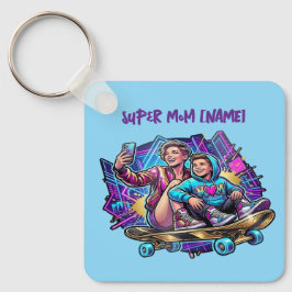 Chaveiro Neon Drive Keychain: Mother & Son Skate Gift