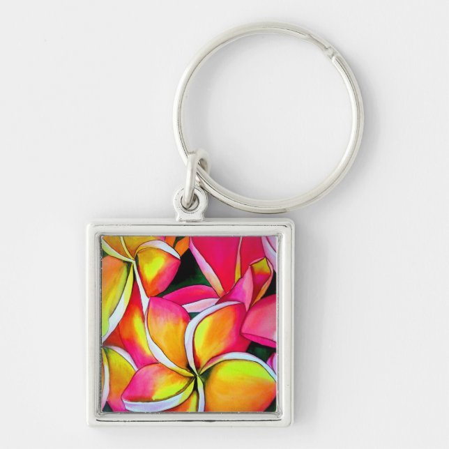 Chaveiro Neon Frangipani florart Plumeria (Frente)