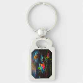 Chaveiro Neon Ghosts em uma paisagem fantasia assombrada