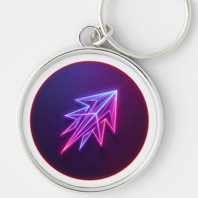 Chaveiro Neon Glow Futuristic Rocket Icon (Frente)