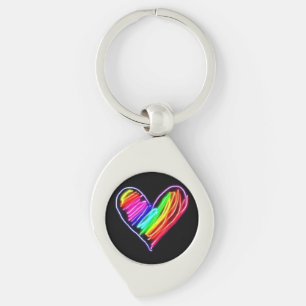 Chaveiro Neon Rainbow Heart Shirt Love Pride LGBQT Rally