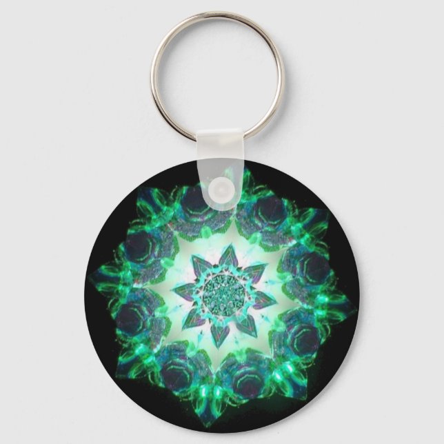 Chaveiro Neon Starburst Brilhante Caleidoscópio Verde (Frente)