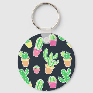 Chaveiro Neon Watercolor Cactos em Potes