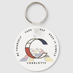 Chaveiro Neoplasticismo Impressionante Monograma de Arte. L