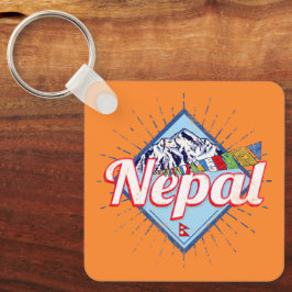 Chaveiro Nepal com Bandeiras Retro Feriado Vintage
