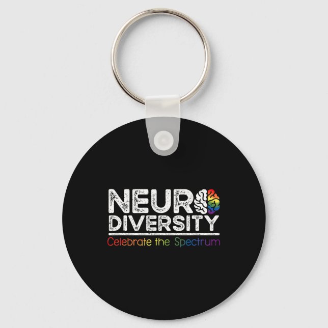 Chaveiro Neurodiversity celebra saúde mental adhd autismo (Frente)