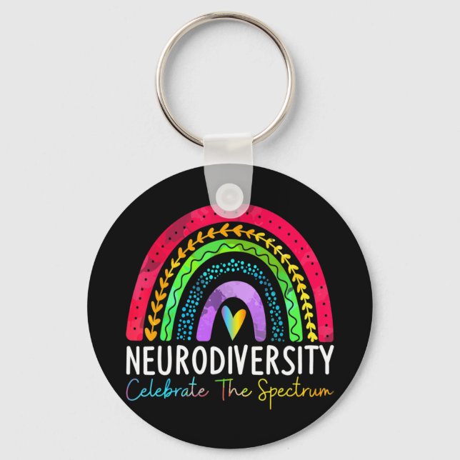 Chaveiro Neurodiversity Shirt Autism Spectrum ASD ADHD Rain (Frente)