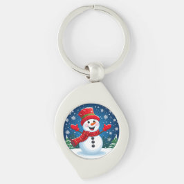 Chaveiro Neve alegre em Red Scarf and Hat