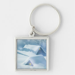 Chaveiro Neve derramada no telhado de uma floresta