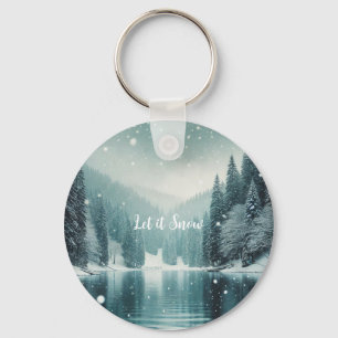 Chaveiro Neve no inverno, lago de montanha