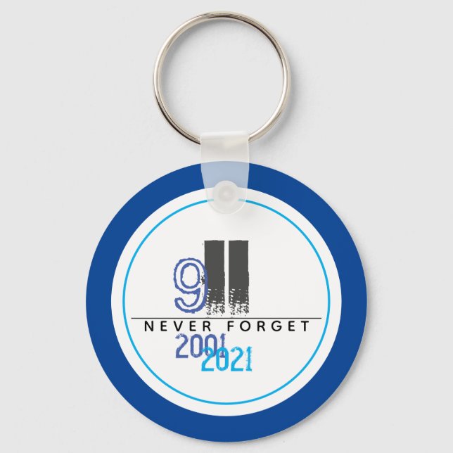 Chaveiro Never Forget 911 Blue World Trade Center (Frente)